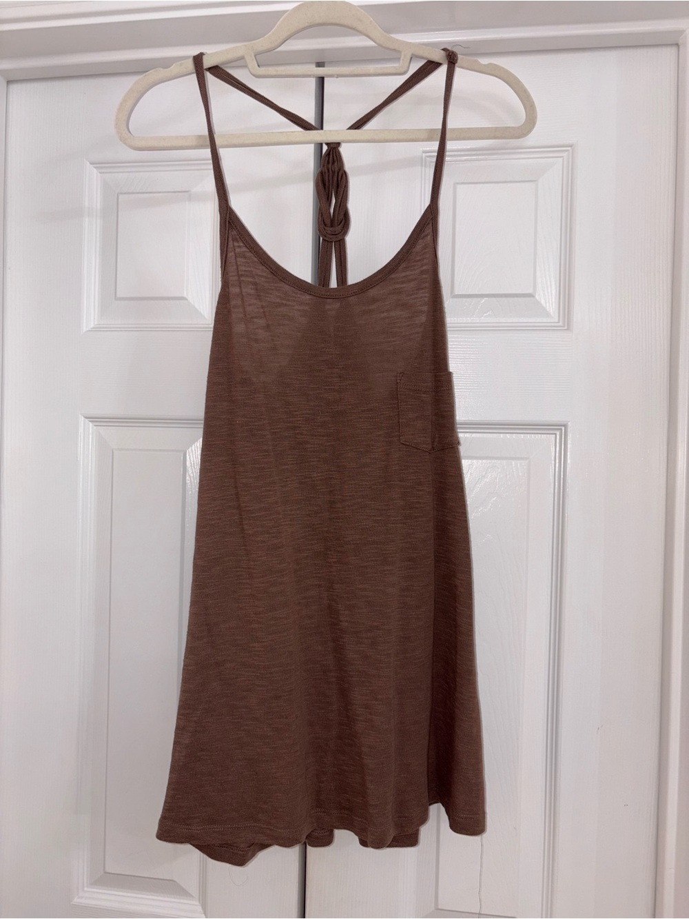 imaginary voyage Brown Strappy Camisole with Knotted Back